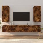 Set dulapuri TV, 6 piese, stejar fumuriu, lemn prelucrat GartenMobel Dekor