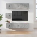 Set dulapuri TV, 7 piese, gri beton, lemn prelucrat GartenMobel Dekor