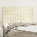 Tăblie de pat cu aripioare, crem, 147x16x118/128 cm, piele eco GartenMobel Dekor