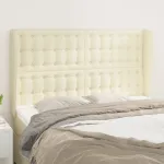 Tăblie de pat cu aripioare, crem, 147x23x118/128 cm, piele eco GartenMobel Dekor
