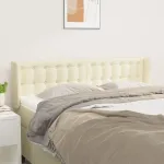 Tăblie de pat cu aripioare crem 147x16x78/88 cm piele ecologică GartenMobel Dekor