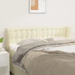 Tăblie de pat cu aripioare crem 147x23x78/88 cm piele ecologică GartenMobel Dekor