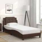 Cadru de pat cu tăblie, maro, 80x200 cm, piele ecologică GartenMobel Dekor