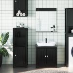 Set mobilier baie, 3 piese, „BERG” , negru, lemn masiv de pin GartenMobel Dekor
