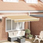 Cortina Retractabilă Manual Multicolor și galben și gri și alb GartenMobel Dekor