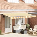 Cortina Retractabilă Manual Galben și portocaliu și alb GartenMobel Dekor