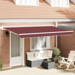 Cortina Retractabilă Manual Roșu burgund și alb GartenMobel Dekor