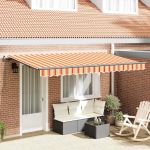 Cortina Retractabilă Manual Galben și portocaliu și alb GartenMobel Dekor