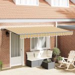 Cortina Retractabilă Manual Galben și portocaliu și alb GartenMobel Dekor