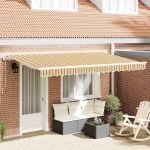 Cortina Retractabilă Manual Multicolor și galben și gri și alb GartenMobel Dekor