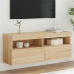 Comodă TV de perete cu lumini LED, stejar sonoma, 100x30x40 cm GartenMobel Dekor