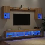 Unități de perete TV cu LED-uri, 6 piese, stejar sonoma, lemn GartenMobel Dekor