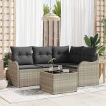Set de canapele pentru grădină 5 pcs Gri deschis Rattan poli GartenMobel Dekor