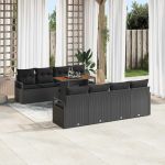 Set de canapele pentru grădină cu pernă 9 pcs Negru, Marron GartenMobel Dekor