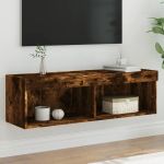 Comodă TV cu lumini LED, stejar fumuriu, 100x30x30 cm GartenMobel Dekor