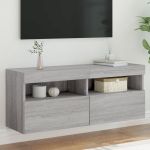 Comodă TV de perete cu lumini LED, gri sonoma, 100x30x40 cm GartenMobel Dekor