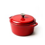 Oală din Fontă Emailată Roșie cu Capac – 5 L, 26cm Handy KitchenServ