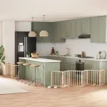 Poartă de câini pliabilă cu ușă, 15 panouri, 750 cm, lemn plop GartenMobel Dekor