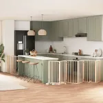 Poartă de câini pliabilă cu ușă, 9 panouri, 450 cm, lemn plop GartenMobel Dekor