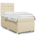 Pat box spring cu saltea, crem, 100x200 cm, textil GartenMobel Dekor