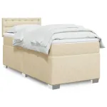 Pat box spring cu saltea, crem, 100x200 cm, textil GartenMobel Dekor