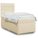 Pat box spring cu saltea, crem, 100x200 cm, textil GartenMobel Dekor