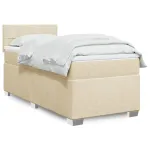 Pat box spring cu saltea, crem, 100x200 cm, textil GartenMobel Dekor
