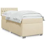 Pat box spring cu saltea, crem, 90x190 cm, textil GartenMobel Dekor