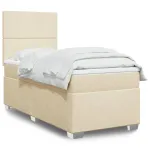 Pat box spring cu saltea, crem, 90x190 cm, textil GartenMobel Dekor