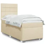Pat box spring cu saltea, crem, 90x190 cm, textil GartenMobel Dekor