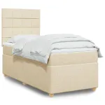 Pat box spring cu saltea, crem, 90x200 cm, textil GartenMobel Dekor