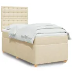 Pat box spring cu saltea, crem, 90x200 cm, textil GartenMobel Dekor