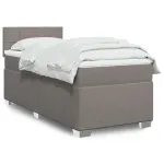 Pat box spring cu saltea, gri taupe, 100x200 cm, textil GartenMobel Dekor