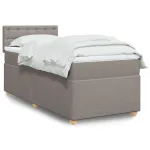 Pat box spring cu saltea, gri taupe, 80x200 cm, textil GartenMobel Dekor