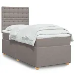 Pat box spring cu saltea, gri taupe, 90x190 cm, textil GartenMobel Dekor