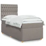 Pat box spring cu saltea, gri taupe, 90x190 cm, textil GartenMobel Dekor