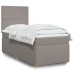 Pat box spring cu saltea, gri taupe, 90x190 cm, textil GartenMobel Dekor