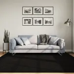 Covor HUARTE, fir scurt, moale și lavabil, negru, 200x200 cm GartenMobel Dekor