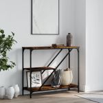 Măsuță consolă, stejar fumuriu, 88,5x30x75 cm, lemn prelucrat GartenMobel Dekor