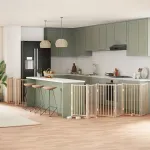 Poartă de câini pliabilă cu ușă, 15 panouri, 750 cm, lemn plop GartenMobel Dekor