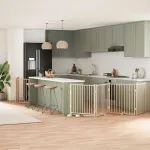 Poartă de câini pliabilă cu ușă, 6 panouri, 480 cm, lemn plop GartenMobel Dekor