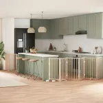 Poartă de câini pliabilă cu ușă, 9 panouri, 450 cm, lemn plop GartenMobel Dekor