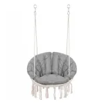 Hamac brazilian, tip scaun, Springos, cu perna, crem si gri, max 150 kg, 79x80x120 cm GartenVIP DiyLine