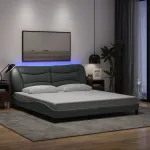 Cadru de pat cu LED fără saltea Gri deschis 180x200 cm Material GartenMobel Dekor