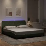 Cadru de pat cu lumini LED, gri deschis, 180x200 cm, catifea GartenMobel Dekor