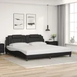 Cadru de pat cu tăblie, negru, 200x200 cm, piele ecologică GartenMobel Dekor