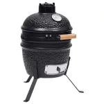 Grătar cu afumătoare 2-în-1 Kamado, negru, 56 cm, ceramică GartenMobel Dekor
