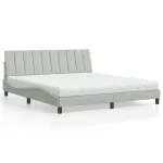 Pat cu saltea, gri deschis, 180x200 cm, catifea GartenMobel Dekor