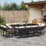 Set mobilier de grădină cu perne, 13 piese, negru, poliratan GartenMobel Dekor