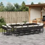 Set mobilier de grădină cu perne, 15 piese, negru, poliratan GartenMobel Dekor